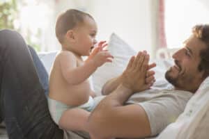 early language skills with baby and dad